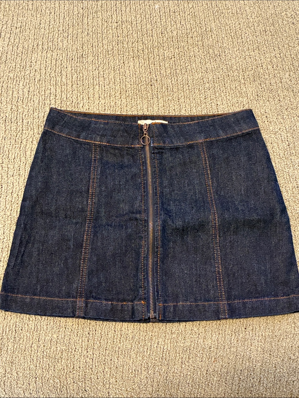BRAND NEW: Altar’d State Classic Dark Blue Denim Zip-Front Mini Skirt